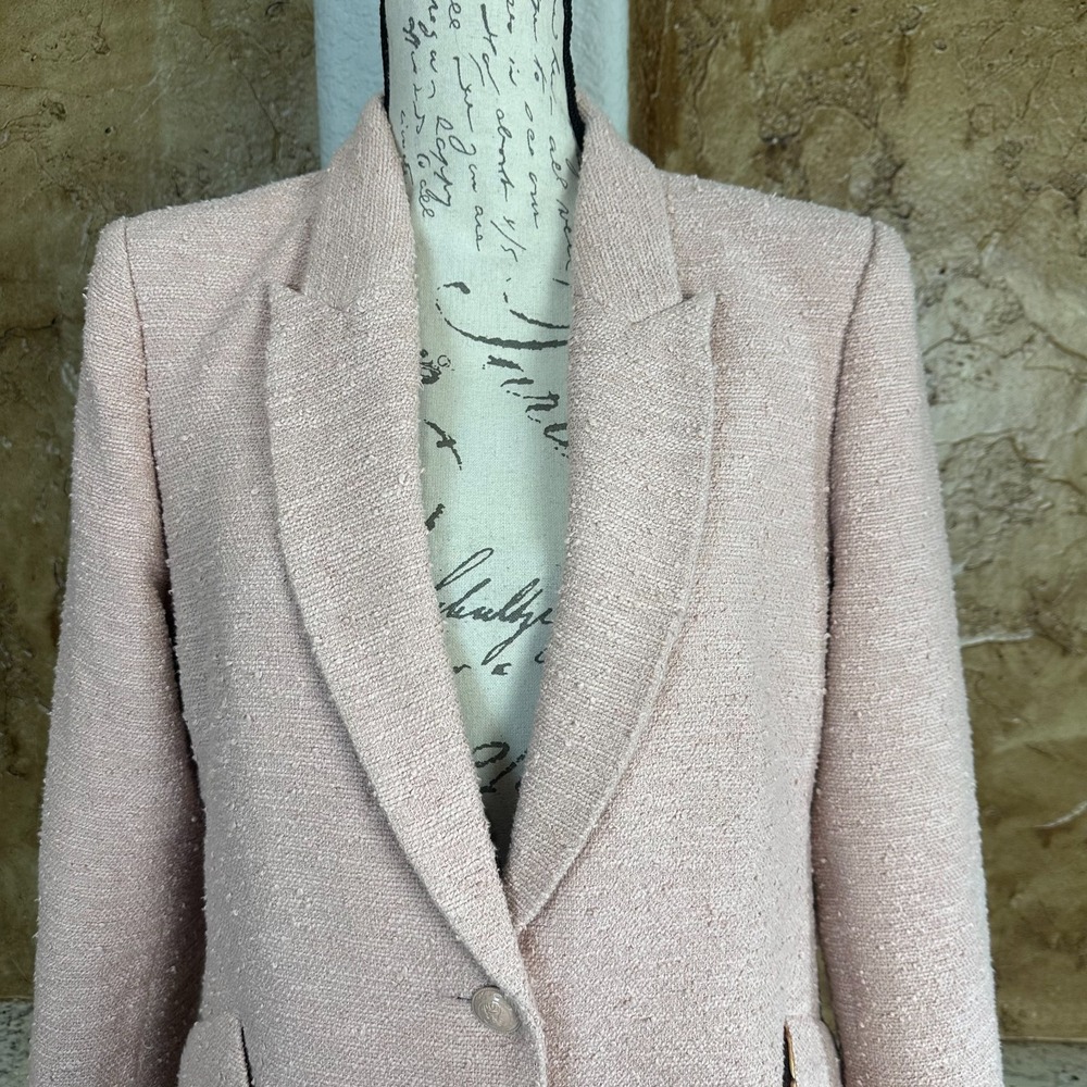 L'Agence‎ Chamberlain Single Breasted Blazer Sz 10 Tweed Boucle Office Pink - Picture 4 of 14